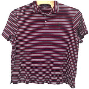Polo Ralph Lauren Rugby Shirt Mens XXL Maroon Blue Stripe Short Sleeve Pony Logo